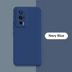 Enhanced Liquid Silicone Phone Cover with Lens Protection and Waterproof Design for POCO F5 (Navy Blue)