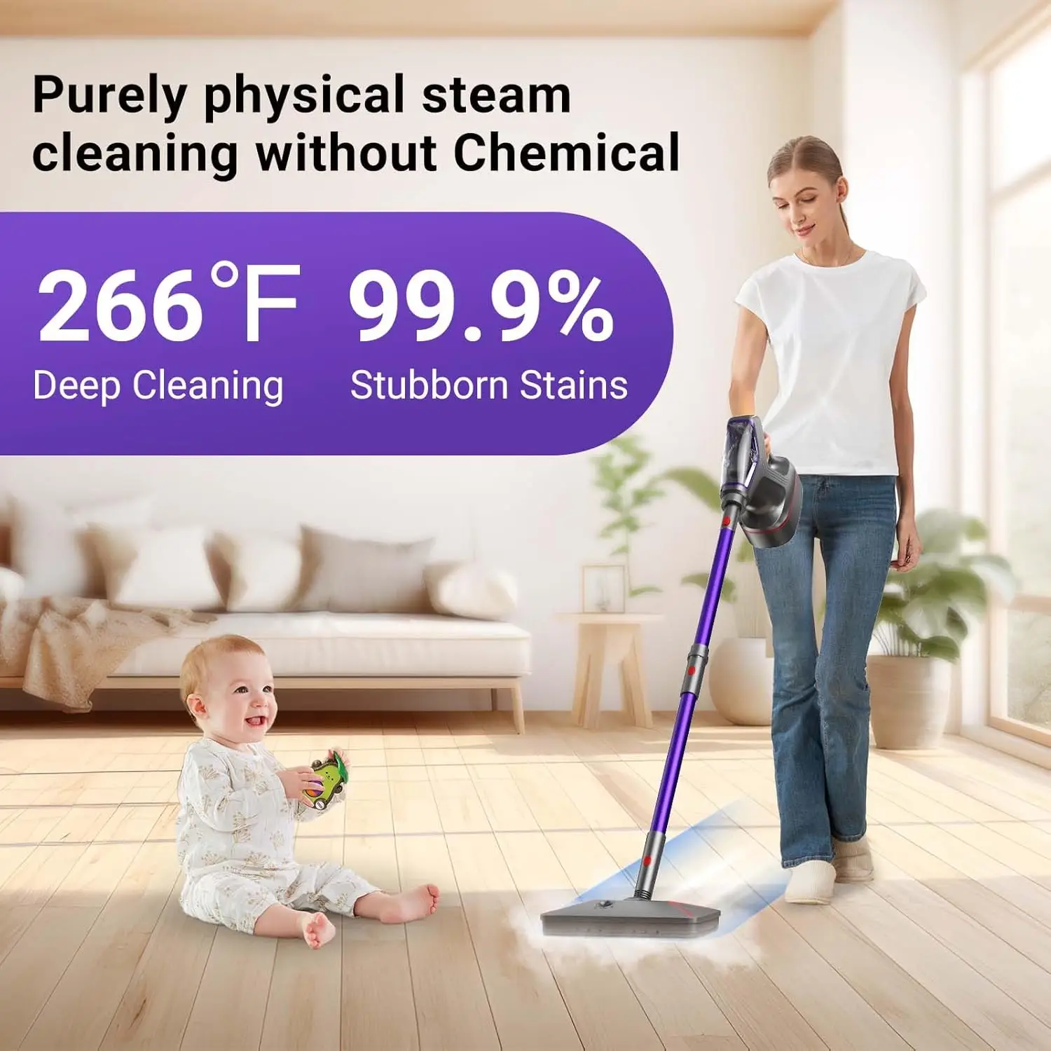 Mop for Floor Cleaning - 29 in 1 Heavy Duty Handheld Steam Cleaner Auto & Manual Powerful Steamer for Hardwood Tile Lamina 2