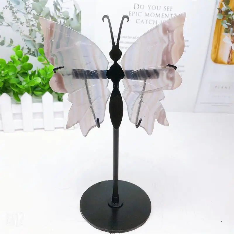 

Natural Fluorite Butterfly Wings Carving Sculpture Quartz Healing Energy Gemstone Crafts For Home Decoration 1pair