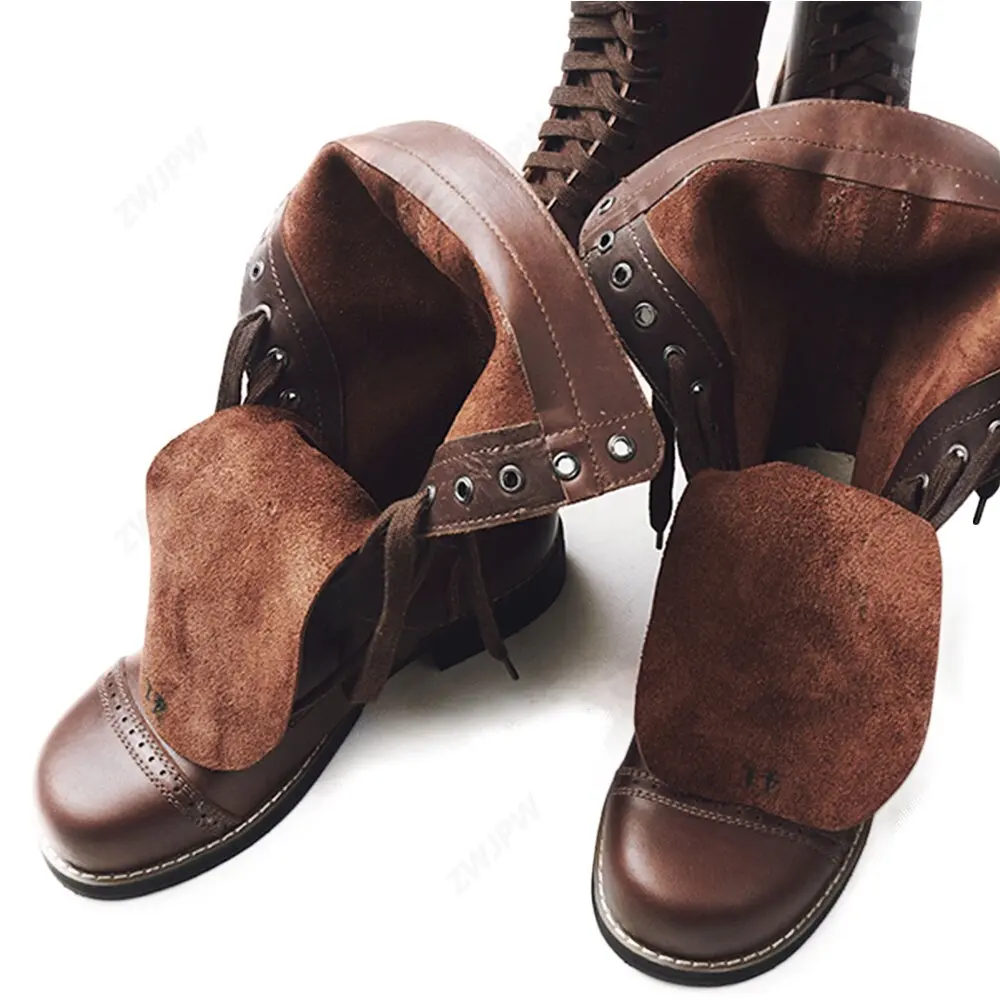 WW2 US ARMY 101 /82 PARATROOPERS BOOTS OUTDOOR LETHER BOOTS BROWN