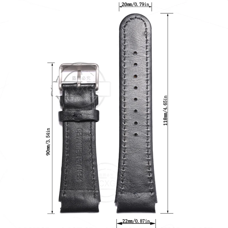 22mm Leather Watch band Suitable for Suunto X-Lander Military Watch Wrist Band Men's xlander Black Watch Accessories