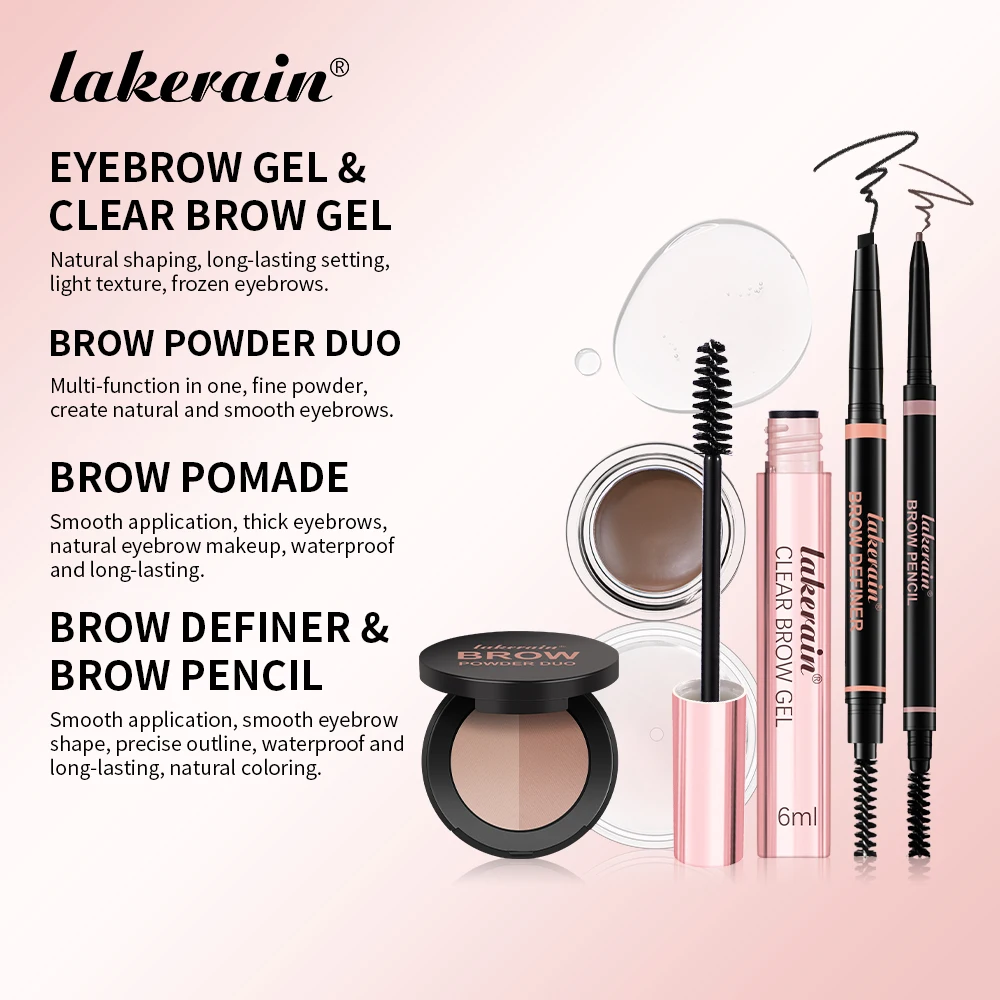Double Ended Eyebrow Set With Brow Pencil,Brow Powder,Gel,Pomade Natural Color Shape Long Lasting Precise Outline Eye Brow Makeu