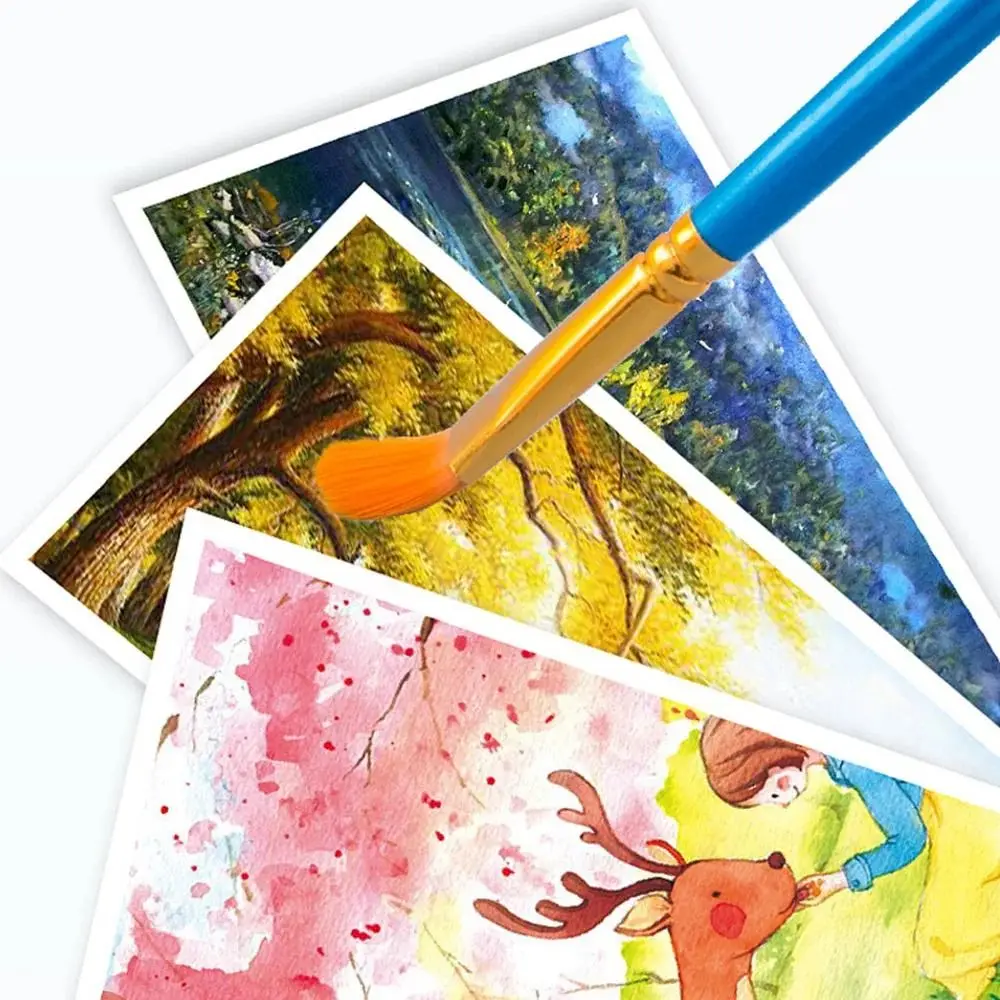 10Pcs/set Nylon Hair Artist Paint Brush Set Paintbrush Watercolor Acrylic Oil Painting Brushes Colorful Professional