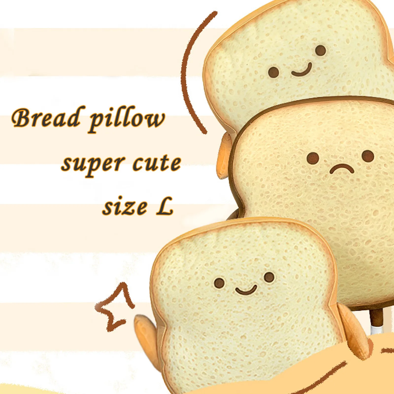 

Slice Pillow Adult Decoration Gift For Children Home Bedroom Bread Plush toy Stingray Toy Slapper Toy