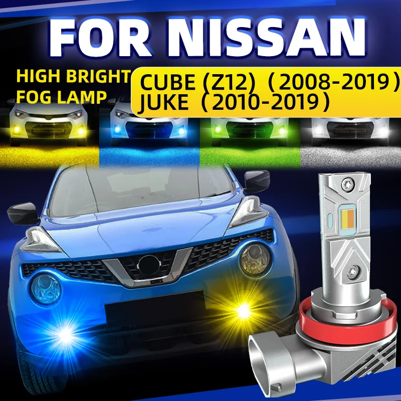 2×Car LED Front Fog Light Bulbs White Yellow Dual Colors Switchback Lamps For Nissan Cube Z12 Juke F15 2010 2012 2013-2017-2019 1