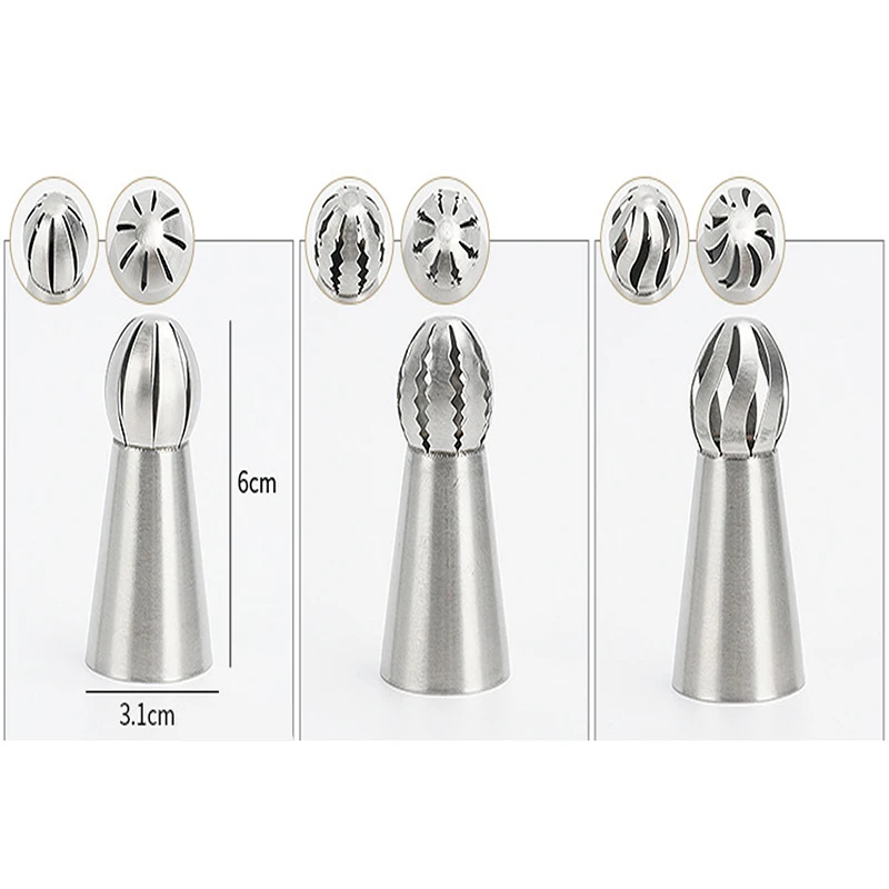 3PCS Stainless Steel Russian Icing Piping Nozzles – Cake Decorating Kit 6