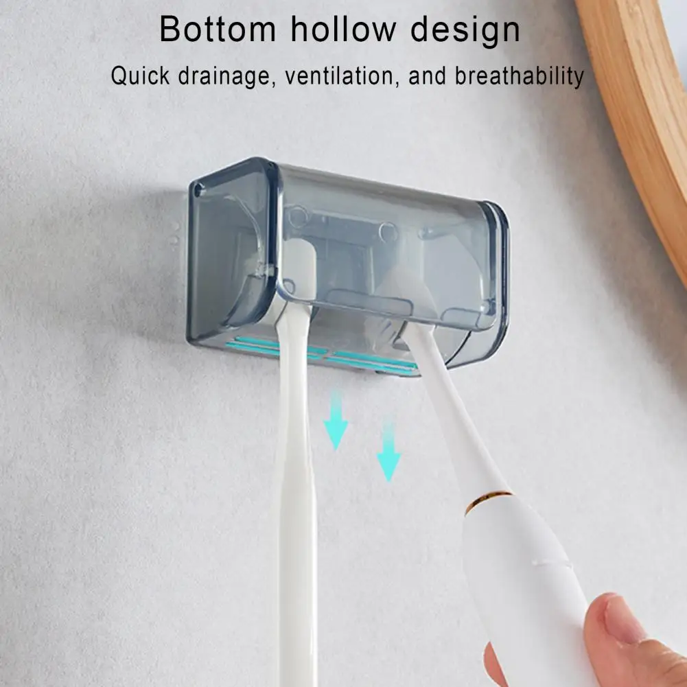 2Pcs Electric Toothbrush Holder Wall Mounted 2 Slots Design Automatic Cover Compact Toothbrush Storage Organizer toothbrush holder