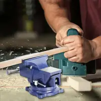 Desktop Iron Bench Vise with Serrated Jaws, High Hardness, Oversized Striking Anvil, 360 Degree, Double Locking Vise Utility 1