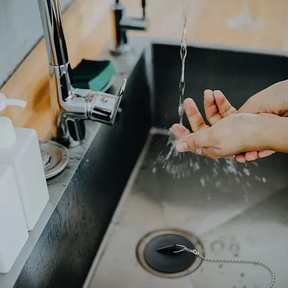 2 Pièces Bouchon De Lavabo Caoutchouc Avec La Chaîne à Billes Bouchon Bouchon Devier Universel En Acier Inoxydable Avec Crochet Pour Evier De 92084985