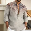 Linen shirt men's top cardigan button fashion trend pattern slim fit comfortable soft new retro top 2024 new plus size 6XL 4