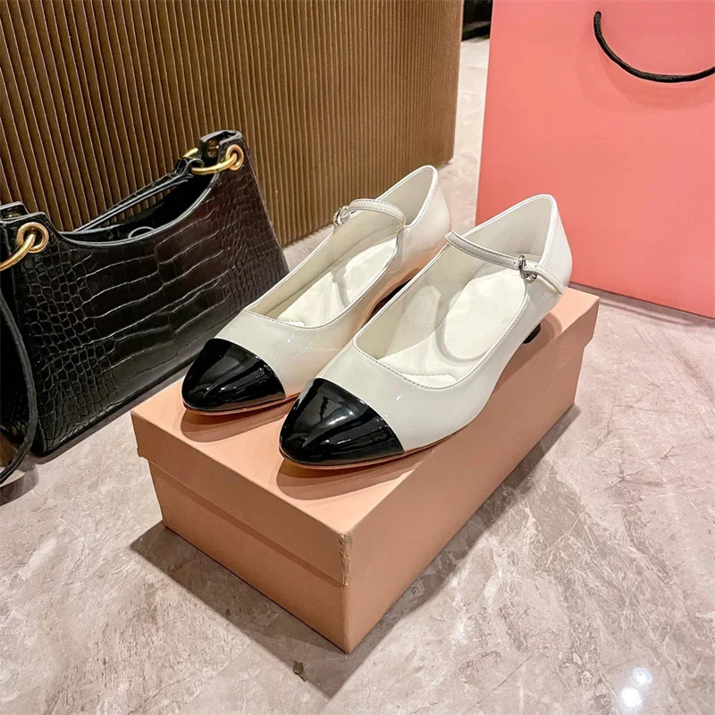 The new 2024 autumn lady shallow-mouthed Mary Jane matching bottom with round-headed French single shoes