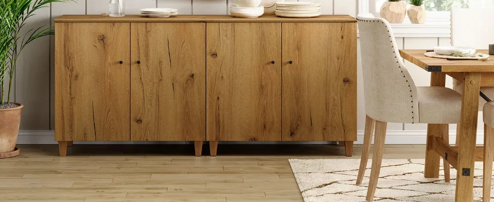 Description Picture 3 of itemWAMPAT Sideboards Buffet Cabinets, 70.8" Wide Wooden Credenza Storage Cabinets with 4 Doors, Set of 2 Modern Kitchen Accent