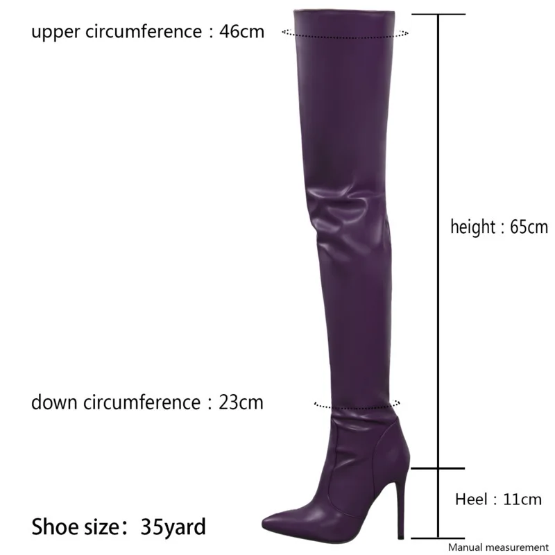 High Quality Fashion Model Over-the-knee Boots 11CM Women Pointed Toe High Heels Party Club Thigh Boots Large Size Ladies Shoes