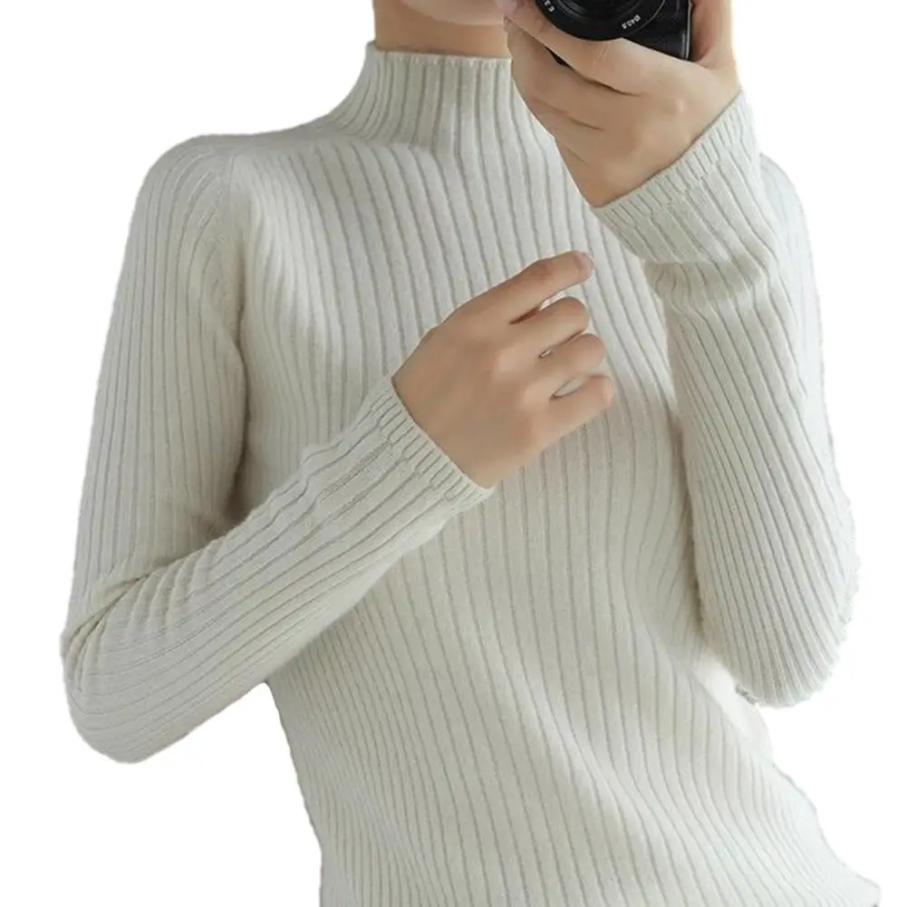 

Women's Slim Fit Sweater Knitted Half Turtle Neck Pullover Cashmere Wool Blend Solid Color for Autumn Winter