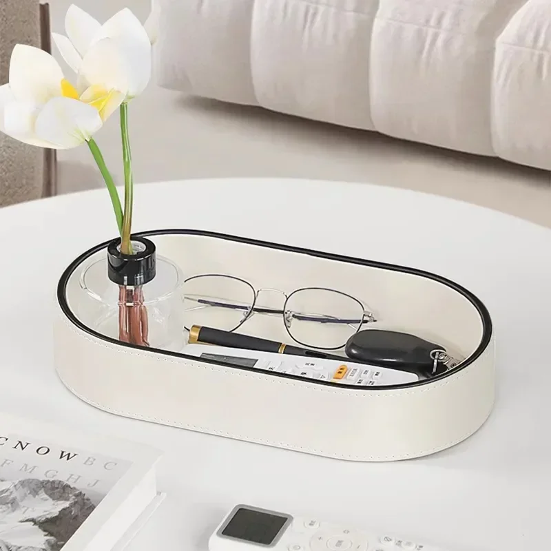 

Desktop PU Room Key Decoration Dice Coins Cosmetic Organizer Tray Box Storage Living Plate Jewelry Home Wallet Leather