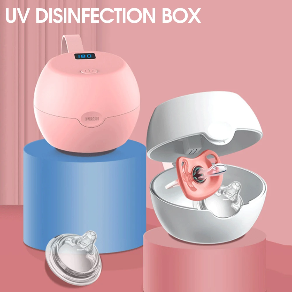 Schnuller Sterilisator Baby Tragbarer UV Sterilisator Für Schnuller LED Desinfektionsbox Schnullerboxen LED-Sterilisator Für Baby-Schnullerflaschen Beseitigt Sicher 99,9 Aller Keime Und Bakterien 