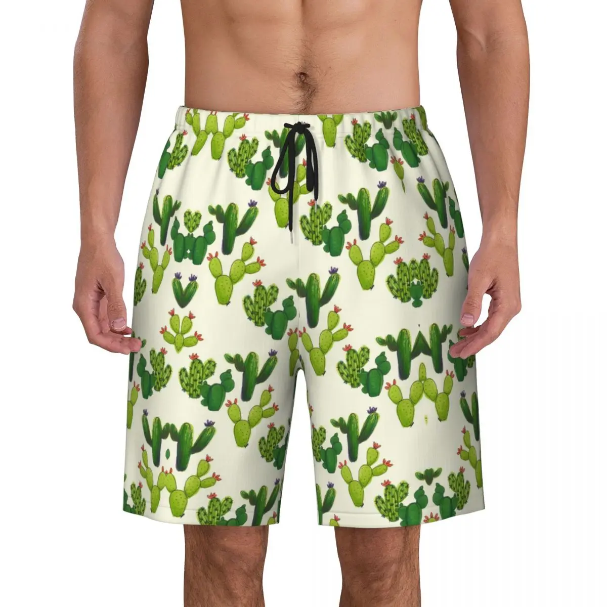 

Забавные Шорты С КАКТУСОМ, Летние Гавайские зеленые модные короткие штаны для доски, мужские быстросохнущие дизайнерские пляжные трусы