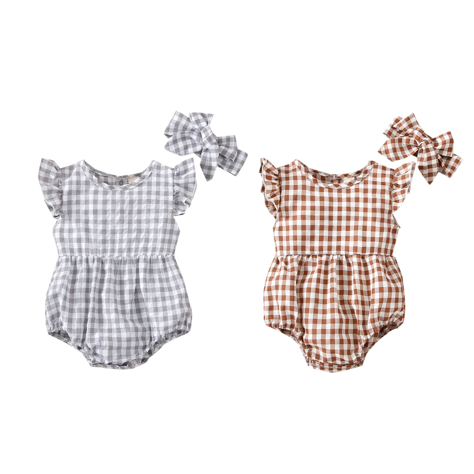 Lioraitiin 024m Newborn Infant Baby Girl Summer Bodysuit 2pcs Ser Off