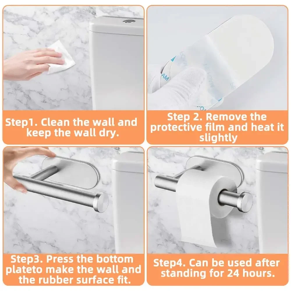 Self Adhesive Toilet Paper Towel Holder Wall Mount No Punching Bathroom Kitchen