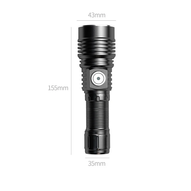 강력한 전력 LED 손전등, 휴대용 26650 배터리, 자기 방어, C 타입 USB 충전식 손전등, 토치 캠핑 램프, SST40
