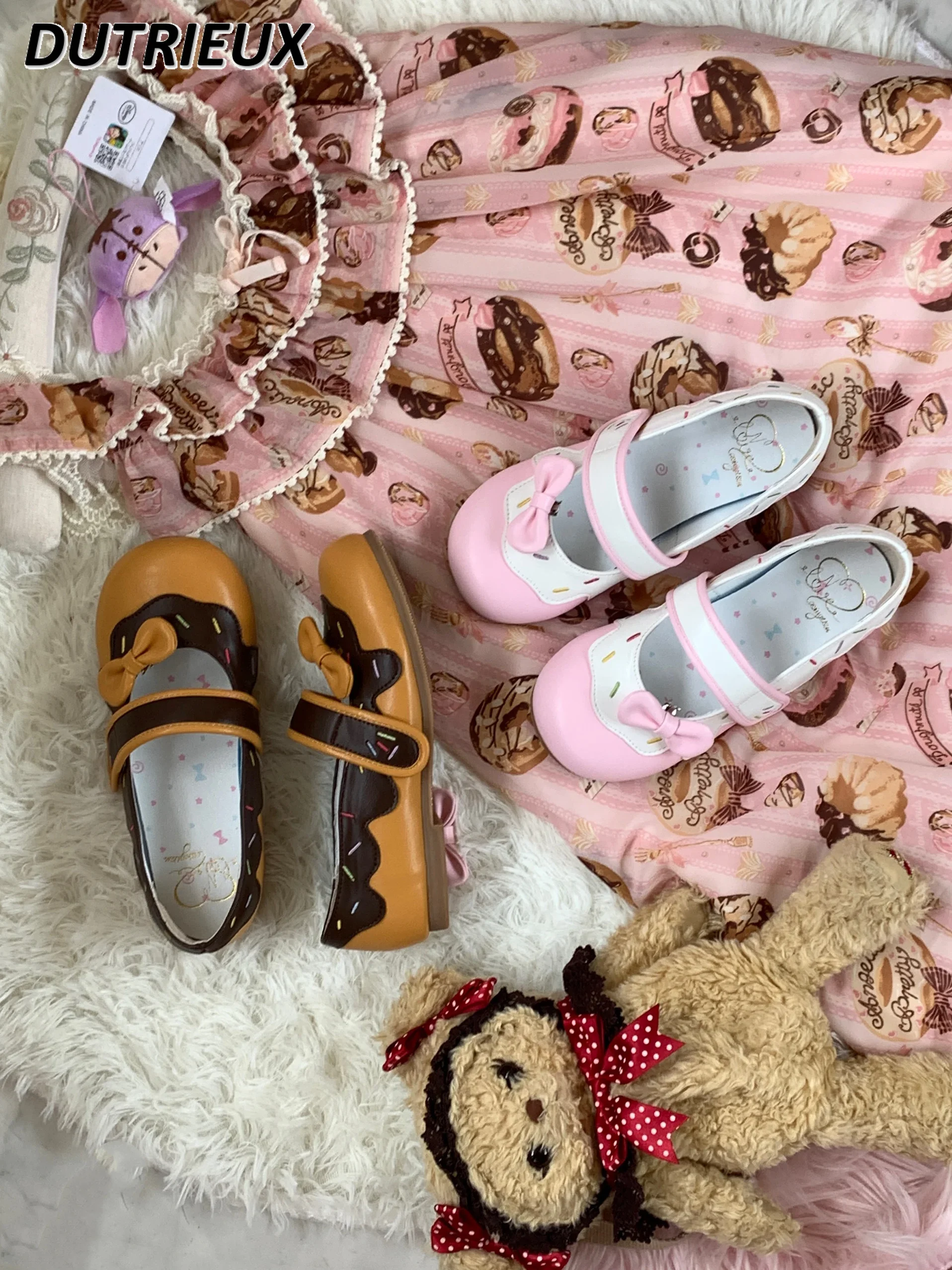 Cute Sweet Fashion Small Leather Shoes Girl Original Lolita Style Design Mary Jane Round Head Flats for Women Spring Summer 2