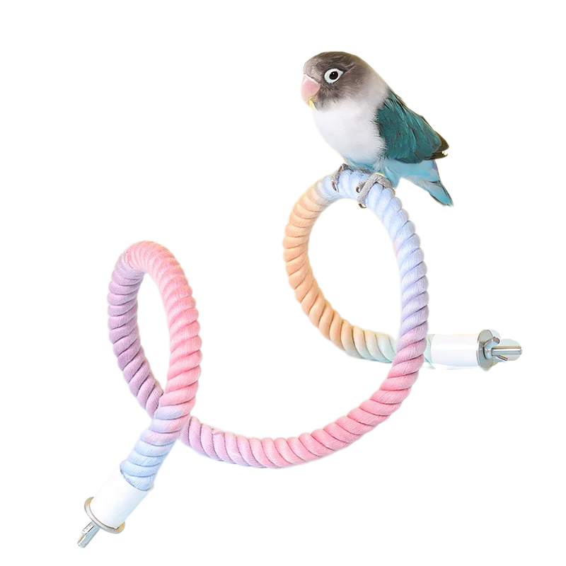 Bird Standing Climbing Toy Birds Spiral Rope Perch Parrot Parakeet Rope Swing Perch Bird Cage Stand Pole Accessories