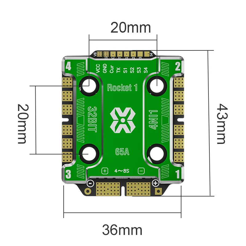 รูปสินค้า 4-IN-1 ESC สำหรับโดรน Racing 20X20 มม. 65A