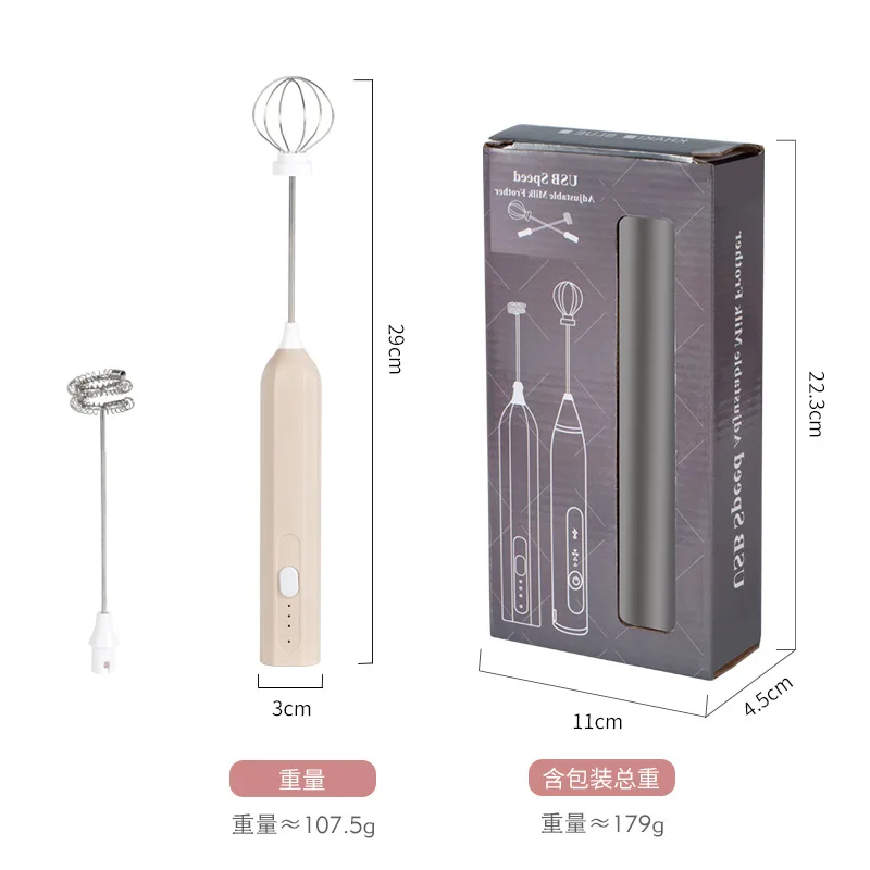 Mini Eggbeater, Milk Coffee Blender, Handheld Cream Whipper, 3-speed Rechargeable Latte Cappuccino Beverage Blender 5