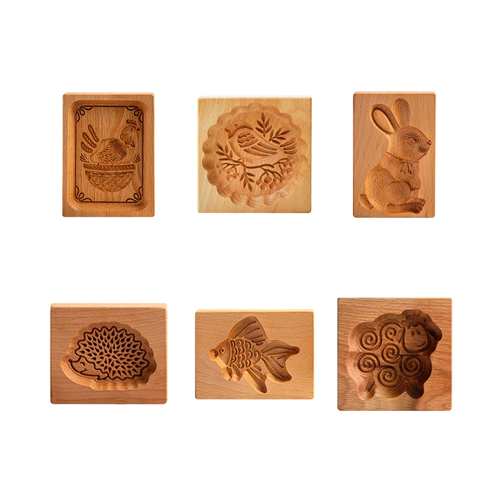 Wooden Cookie Mold Cutter Gingerbread 3D Cake Embossing Baking Bakery Gadgets