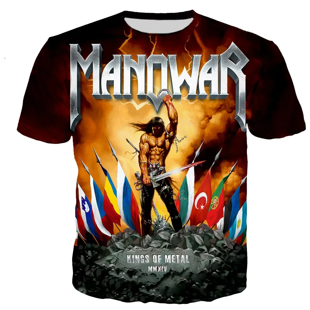 

Fashion Manowar T-shirts 3D Print Men Women Short sleeve O-neck Tshirts Hip Hop streetwear Casual Top Unisex clothing