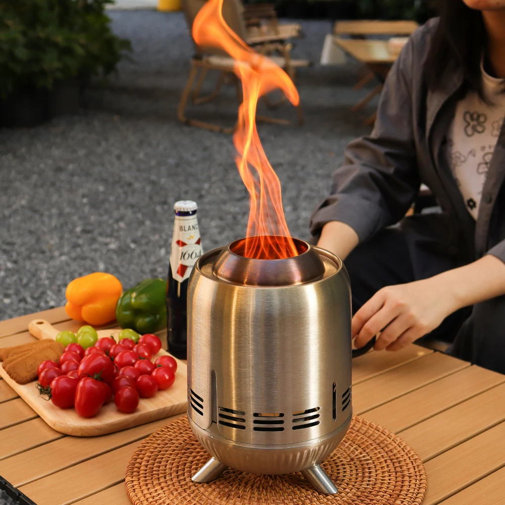 2 Pcs Tente Poêle à Bois Camping | Mini poêle à Bois extérieur Amovible avec Sac de Rangement