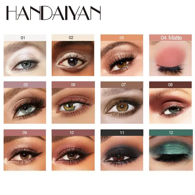 12 Colors Long Lasting Eye Shadow Pencil Set Silky Smooth Glitter Shimmer Matte Waterproof Highlighter Makeup Stick
