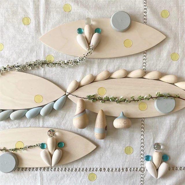 Large Size Petals Platform Open Ended Play Educational Toys Imagination Montessori Educational Wooden Toys for Kids 29x9cm 5