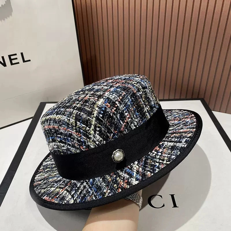 USPOP 2022 NEW Autumn Winter Women Hats Tweed Flat Fedoras