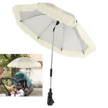 Ombrellino per Passeggino, Parasole per Bambini, Protezione UV, Impermeabile, Universale, con Nappine, Carino, Regolabile, Accessori per Passeggini
