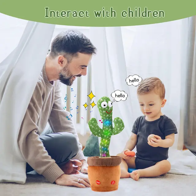 Dancing Cactus Repeat Talking Toy Electronic Plush Toys Can Sing Record Lighten USB Early Education Funny Gift Interactive Bled 3