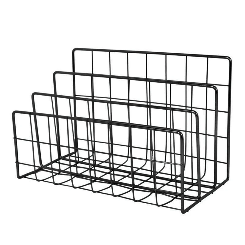

Office Desktop Document Sorter with 3 Upright Sections File Folder Letter Organizer Black Iron Collection for Student