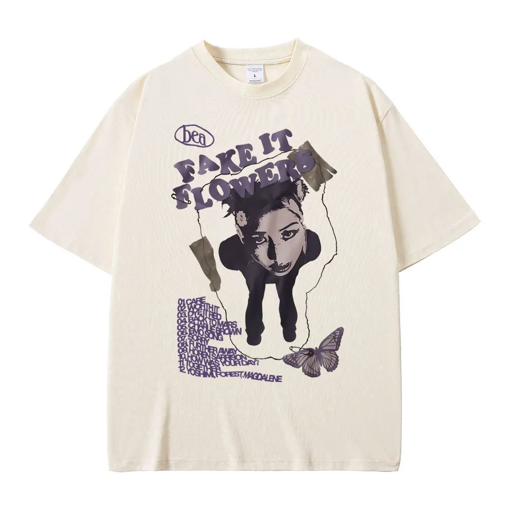 

Singer Beabadoobee Fake It Flowers Graphic T Shirts Men Women Fashion Art Aesthetic Tshirt Men's Casual Cotton Oversized T-shirt
