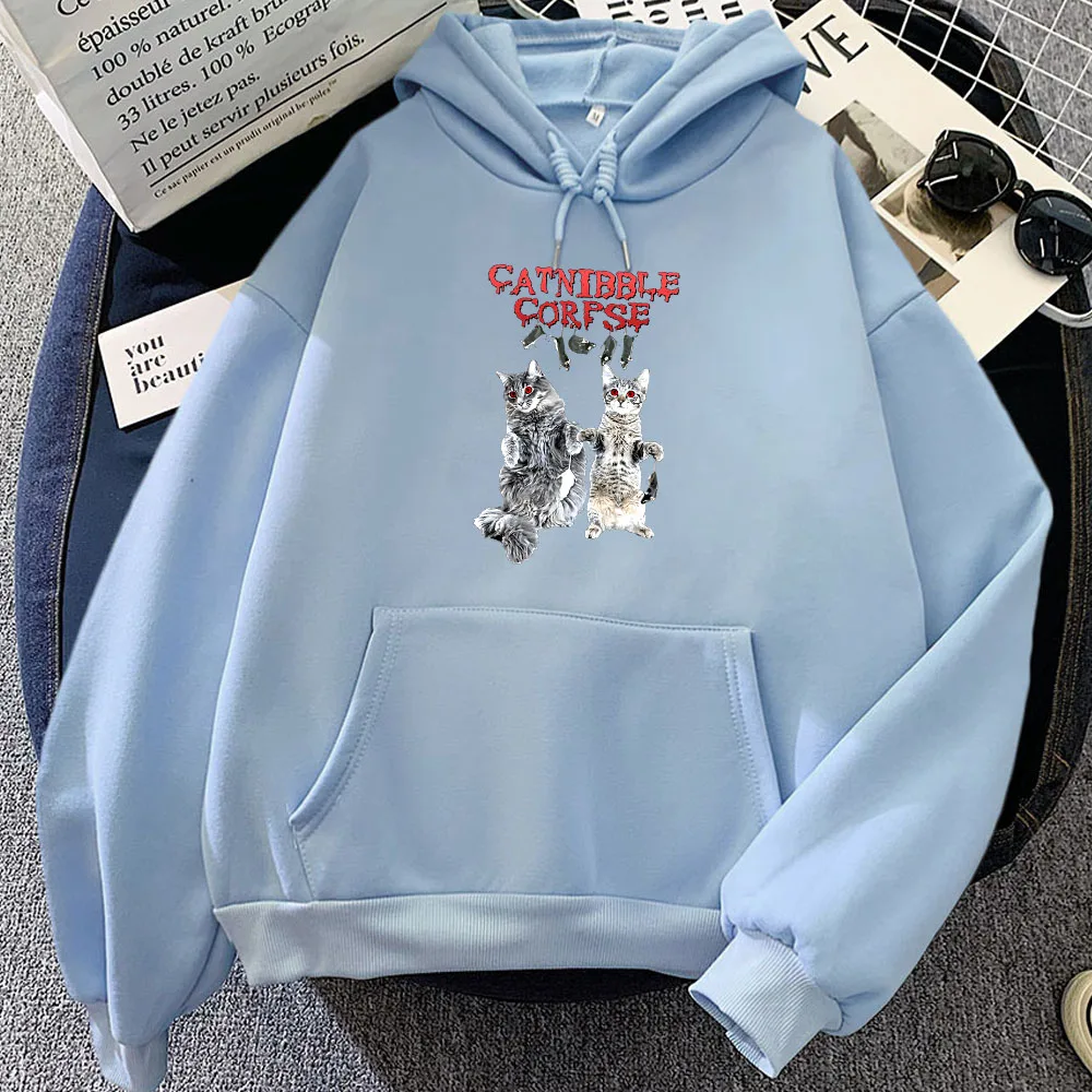 

CANNIBAL CORPSE Cat with Mouse Hoodies Cartoon Graphic Printing Sweatshirts for Girls Casual Long Sleeve Winter Sudaderas Women