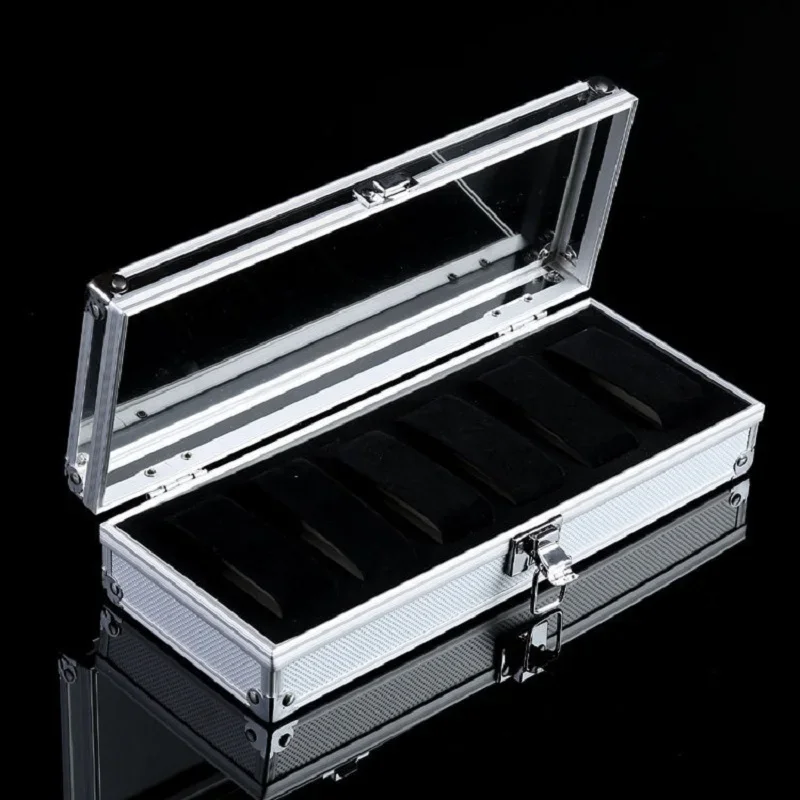 Deluxe Metallic Aluminum Watch Storage Box - Shatter-Resistant with Multiple Slots