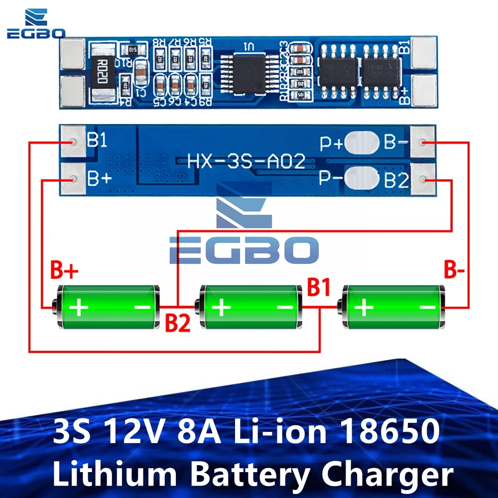 1 ~ 20PCS EGBO 3S 12V 8A Li-Ion 18650 Lithium-Batterie Ladegerät Schutz Bord 11,1 V 12,6 V 10A BMS Ladegerät Schutz Bord