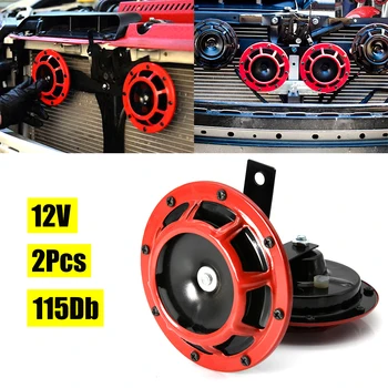 115DB Waterproof Motorcycle Horn 12V Hella Electric Blast Tone Air Horn Alarm Warning Loudspeakers for Car Boats Motorcycle 2pcs 1