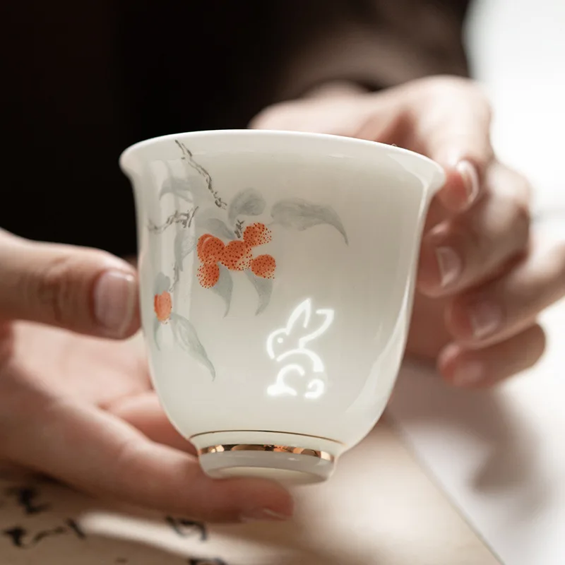 120ML Chinese Exquisite White Porcelain Teacup Tasting Tea God Cup Small Meditation Cup Smelling Fragrant Mug Kungfu Teaset Gift