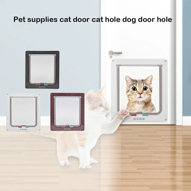 4 Way ABS Animal Pet Kitten Puppy Security Flap Door Safe Dog Cat Gate Doors 5