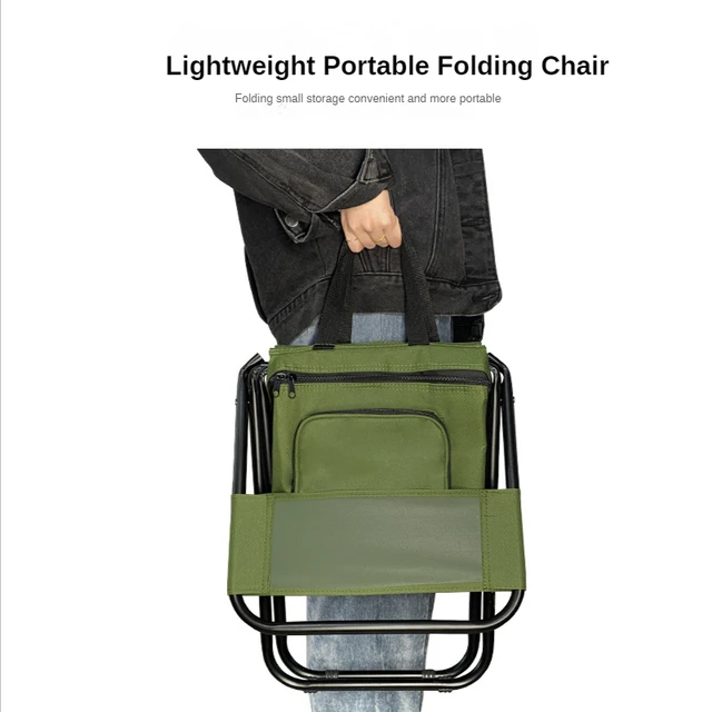 Portable Folding Chair with Ice Storage Bag with Back Insulation Function  3-in-1 Leisure Camping Fishing Chair Outdoor - AliExpress