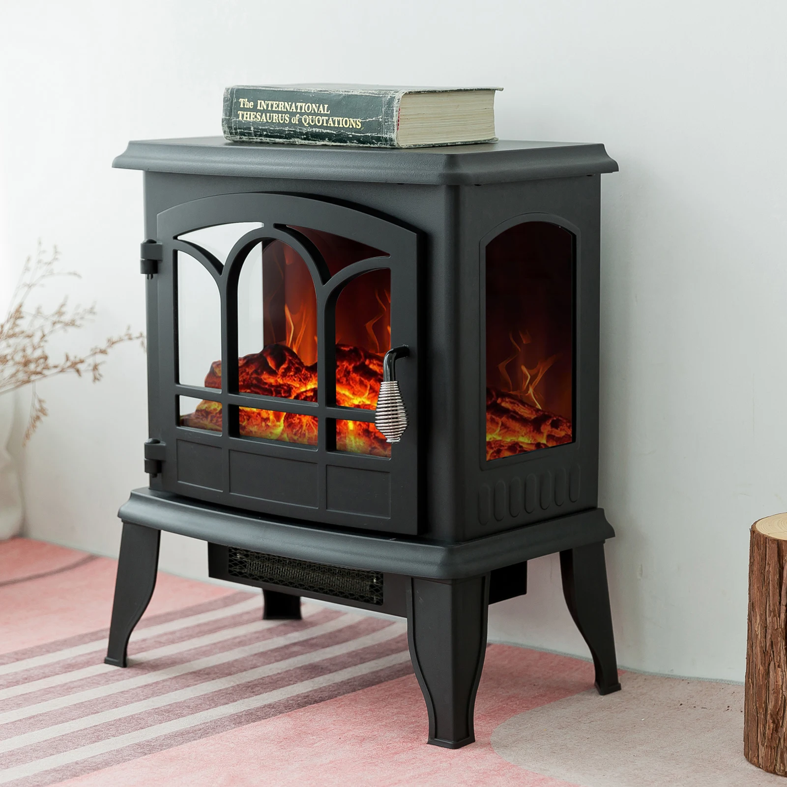 20 Inch Tall Portable Electric Wood Stove Fireplace with Flame Effect,  Freestanding Indoor Space Heater - AliExpress