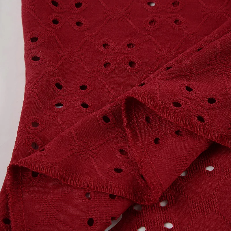 Blusas exquisitas con cuello en V, espalda descubierta y sin mangas con encaje rojo navideño para mujer