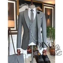 Men Business Blazers Jacket Vest Trousers High End Wedding Party Groom Suit 3 Pieces Sets Coat Pants Big Size Dress