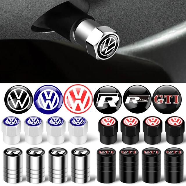 4Pcs 3D Metal Car Wheel Cover Tire Valve Stem Caps Auto Accessories For Volkswagen Golf Rline Passat GTI Lavida Sagitar Scirocco 1