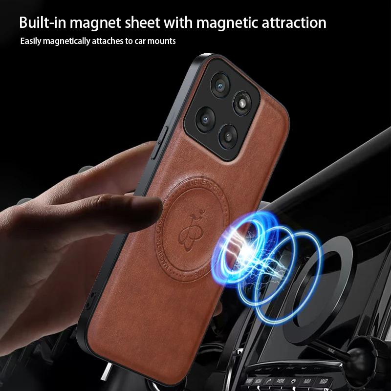 Magnetic Wireless Charging PU Leather Protective Phone Case